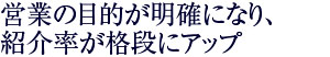 営業の目的が明確になり、紹介率が格段にアップ